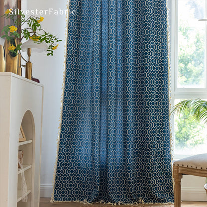 Close‑up of Blue Farmhouse Curtain corner