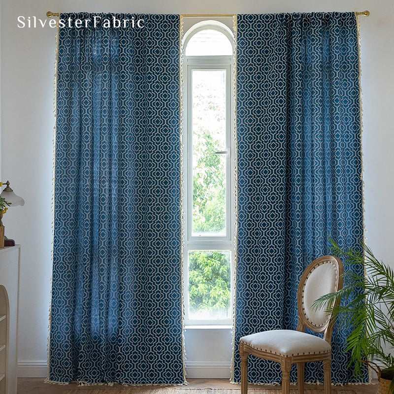 Close‑up of Dark Blue Curtain corner