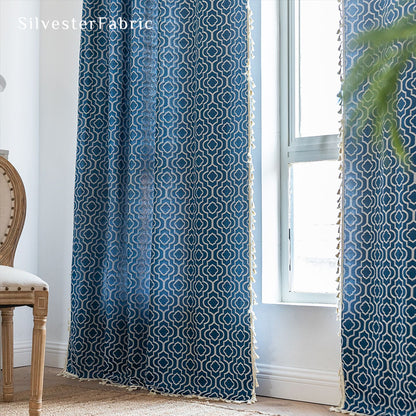 Close‑up of Dark Blue Curtain