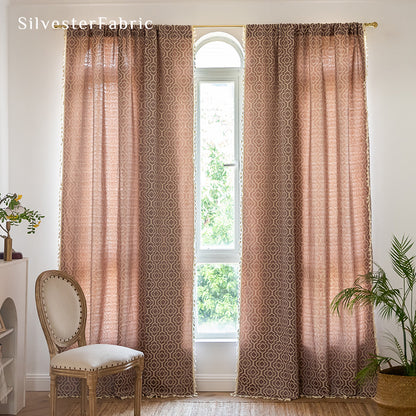 Red Farmhouse Pattern Curtain