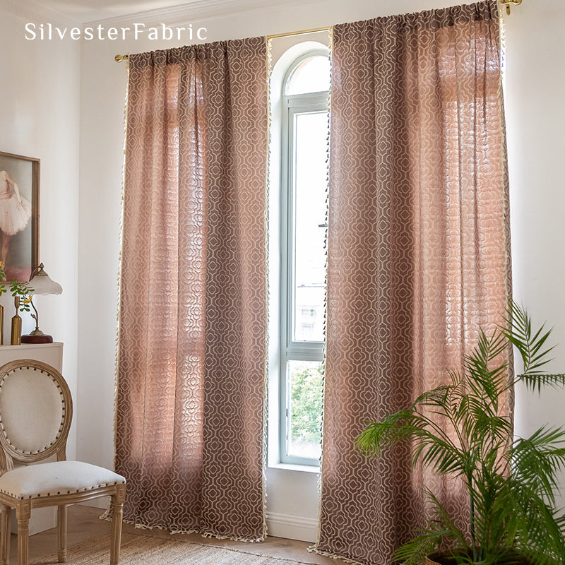 Red Farmhouse Pattern Curtain
