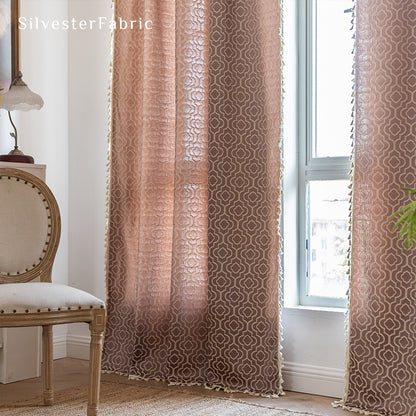 Red Farmhouse Pattern Curtain