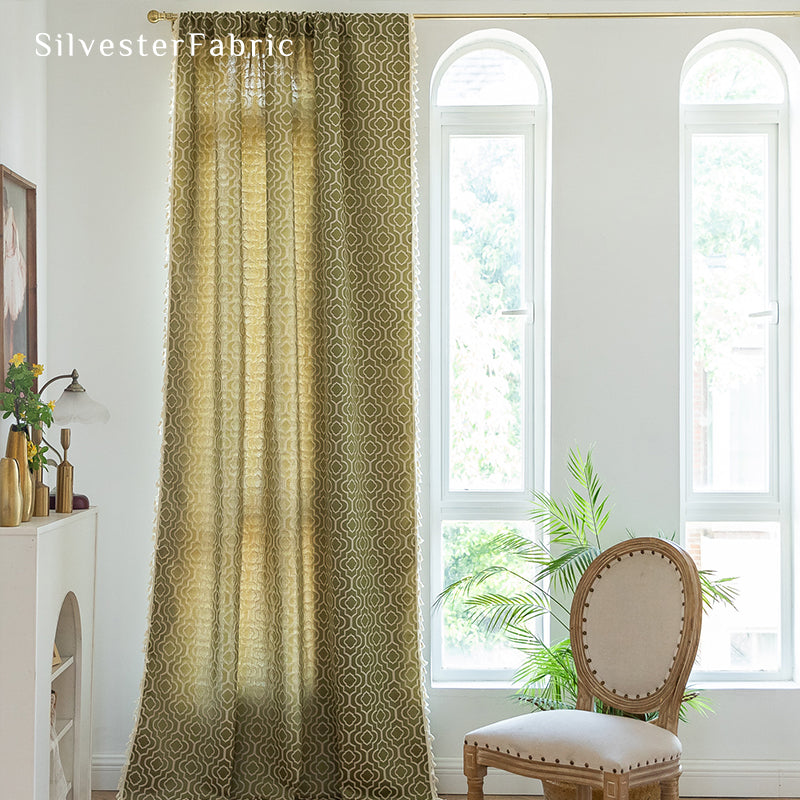 Close‑up of Yellow Farmhouse Pattern Curtain corner