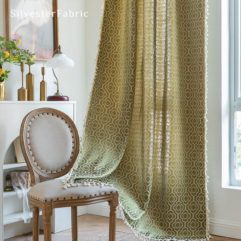 Close‑up of Yellow Pattern Curtain corner