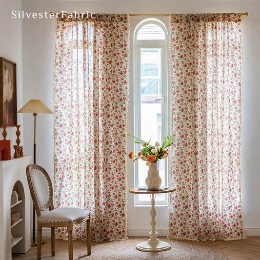 Floral Printed Curtains丨Farmhouse Curtains丨Kitchen Curtains