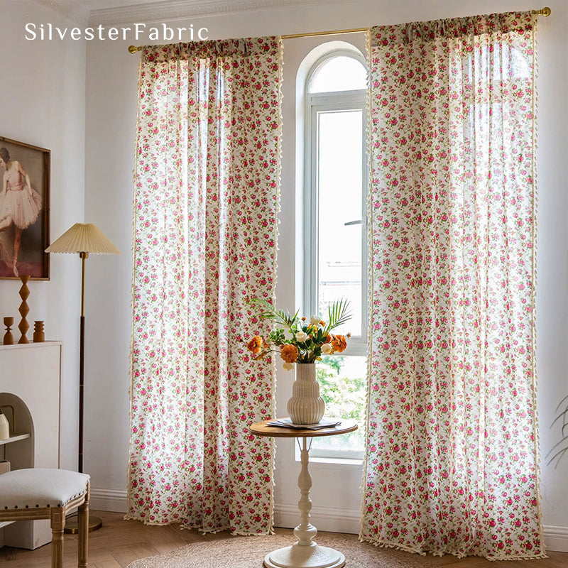 Floral Printed Curtains丨Farmhouse Curtains丨Kitchen Curtains
