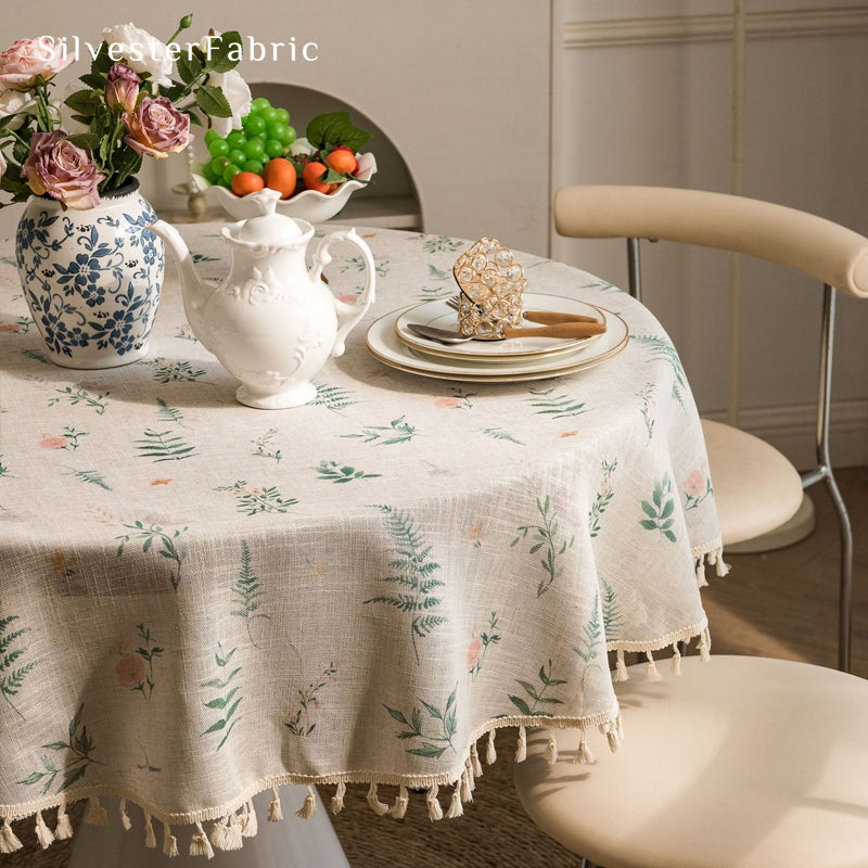 floral farmhouse round tablecloth for holiday table setting