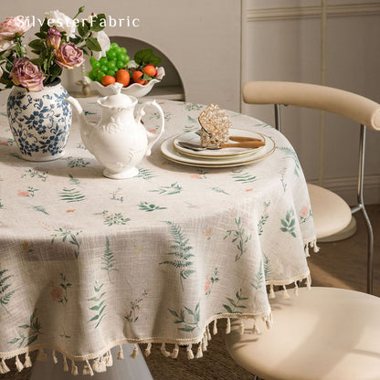 floral farmhouse round tablecloth for holiday table setting