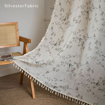 floral farmhouse sheer curtain panel