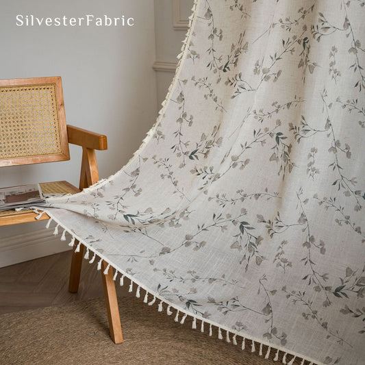floral farmhouse sheer curtain panel