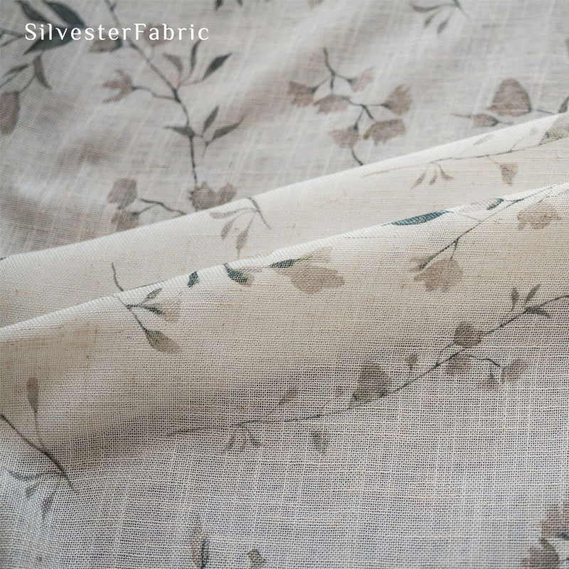 floral farmhouse sheer curtain fabric texture