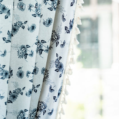 Floral Printed Curtains丨White Curtains丨Farmhouse Kitchen Curtains
