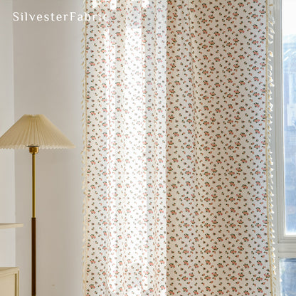 Floral Curtains丨White Curtains丨Pink Floral Printed Curtains