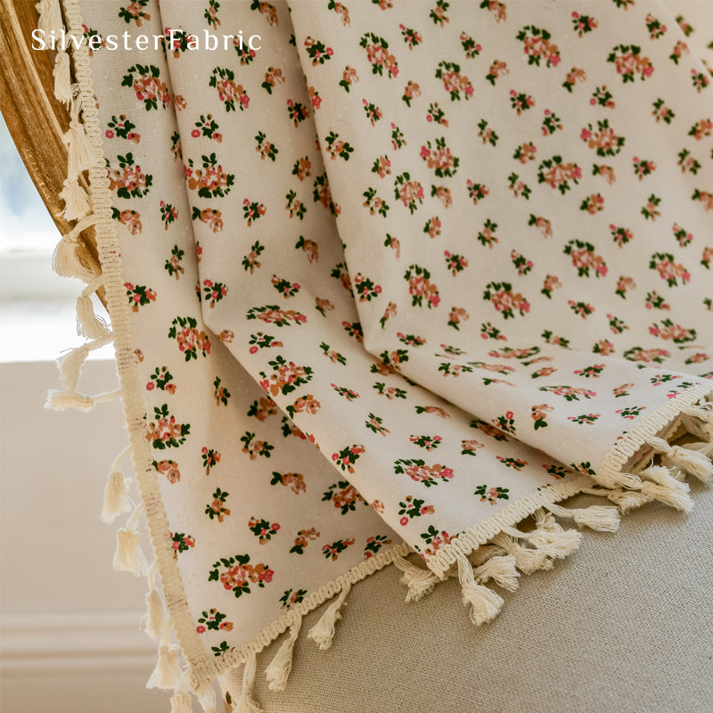 Floral Curtains丨White Curtains丨Pink Floral Printed Curtains