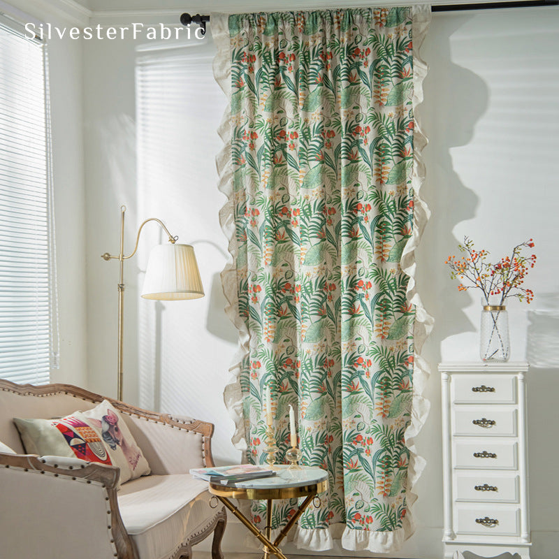 French Green Floral Curtain