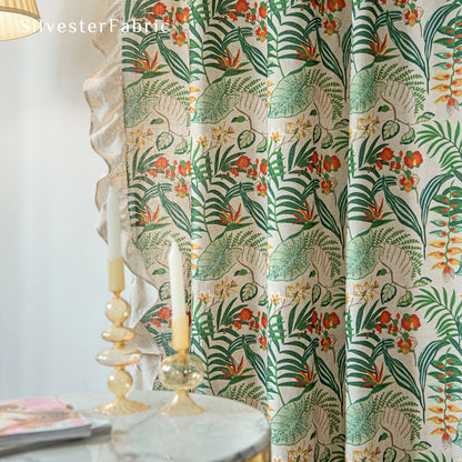 French Green Floral Curtain