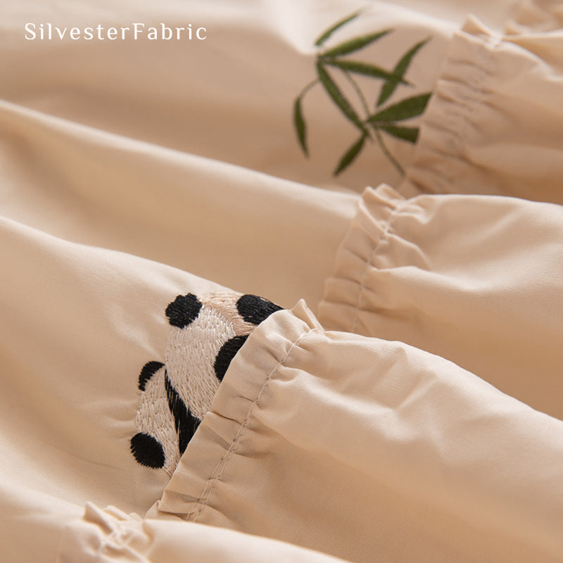 French Panda Embroidery Tablecloth