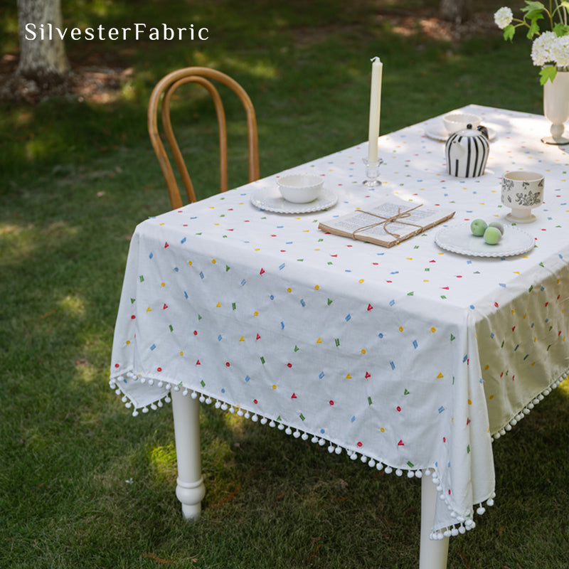 French Embroidered Tablecloth丨White Rectangle Tablecloth