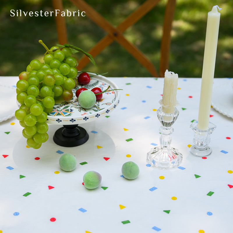 White Embroidered Tablecloth丨Rectangle Ruffled Tablecloth