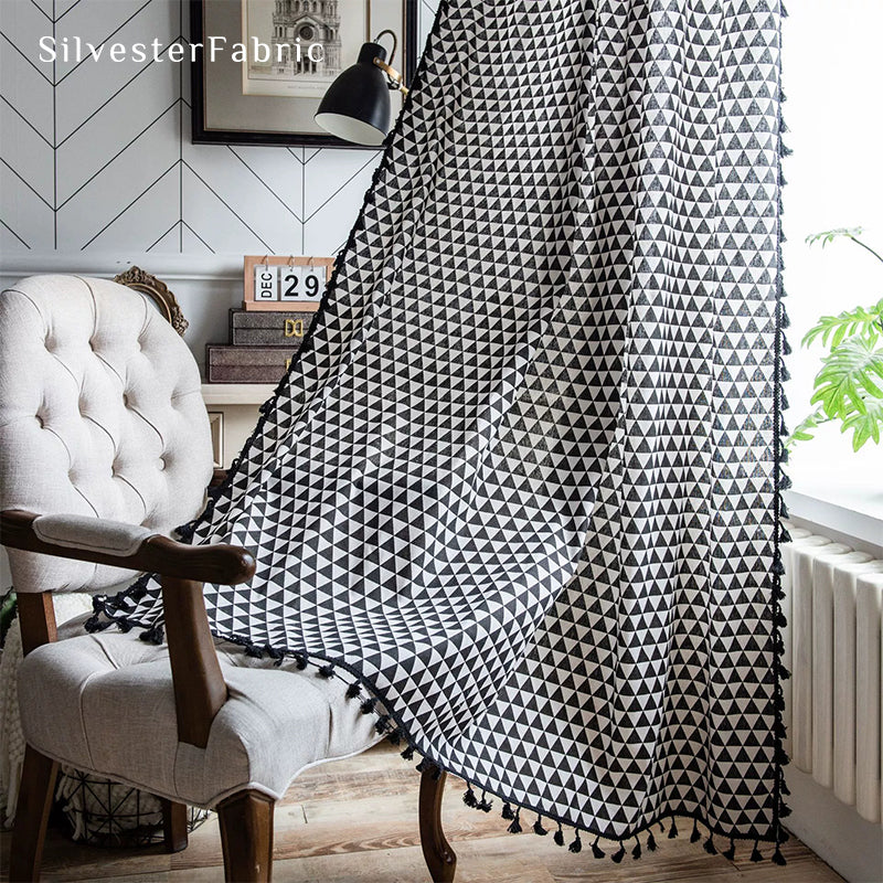 Black Geometric Printed Curtains