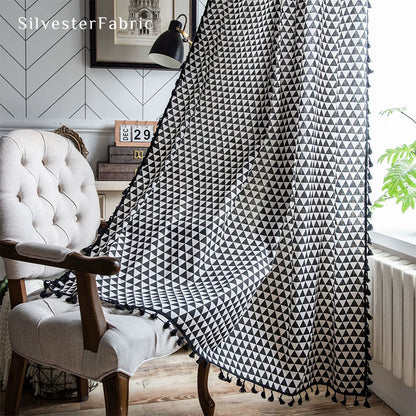 Black Geometric Printed Curtains