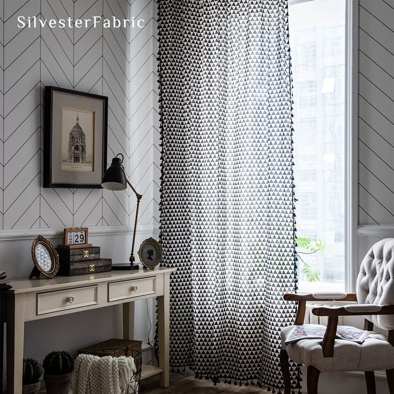 Black Geometric Printed Curtains