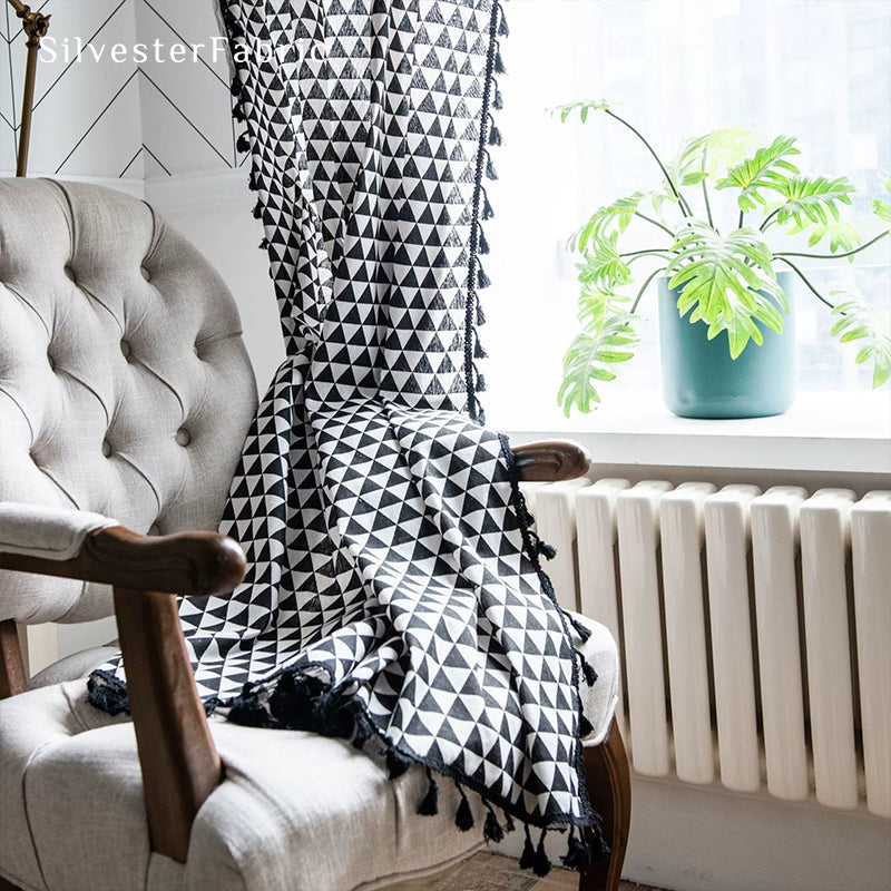 Black Geometric Printed Curtains