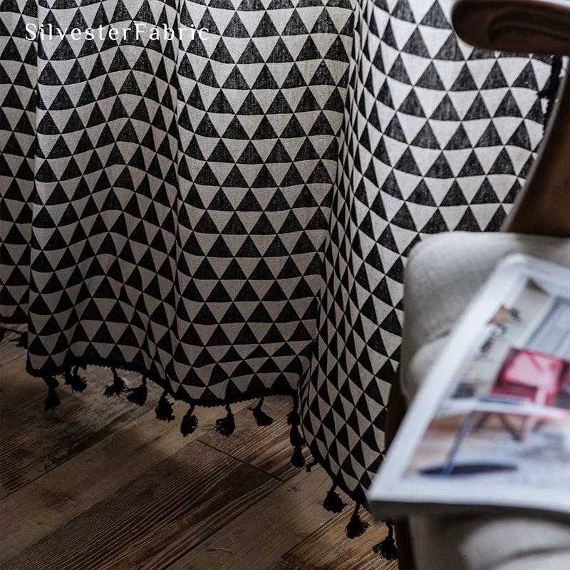 Black Geometric Printed Curtains