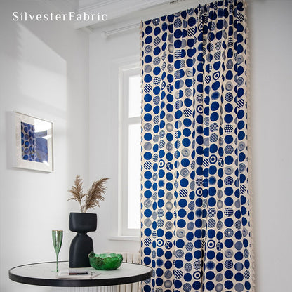White Curtains丨Polka Dot Printed Curtains丨Living Room Curtains