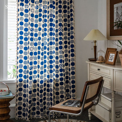 White Curtains丨Polka Dot Printed Curtains丨Living Room Curtains