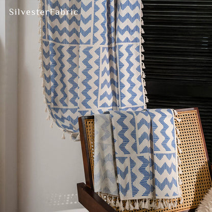 Light Blue Geometric Printed Curtains丨Blackout Curtain​s