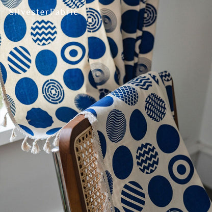 White Curtains丨Polka Dot Printed Curtains丨Living Room Curtains