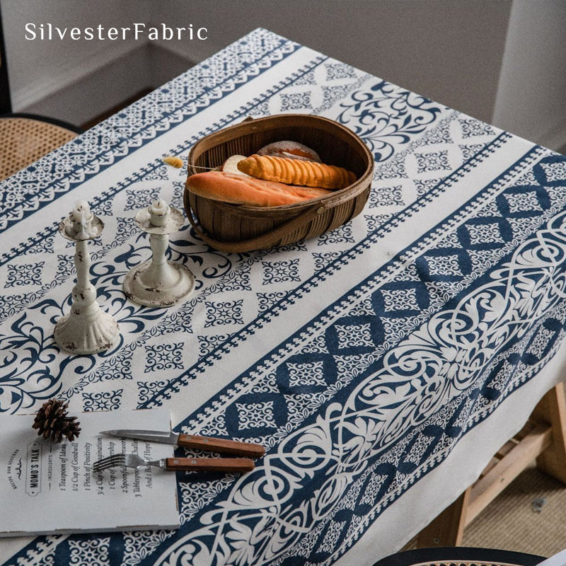 Close‑up of Navy Blue Rectangle Tablecloth corner