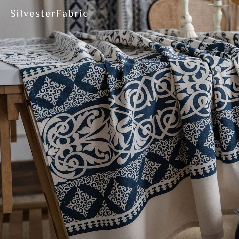 Close‑up of Navy Blue Tablecloth corner