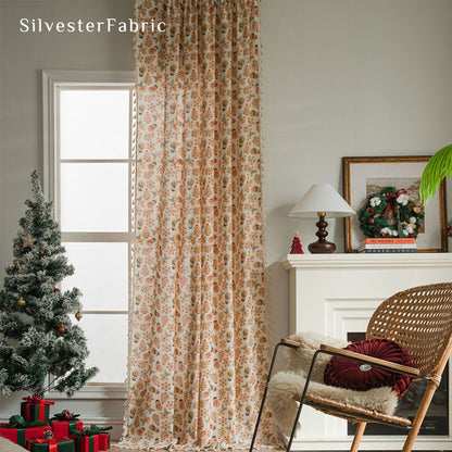 Green Christmas Curtains丨Golden Christmas Printed Curtains