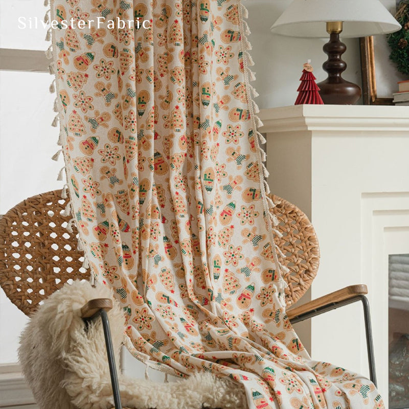Green Christmas Curtains丨Golden Christmas Printed Curtains