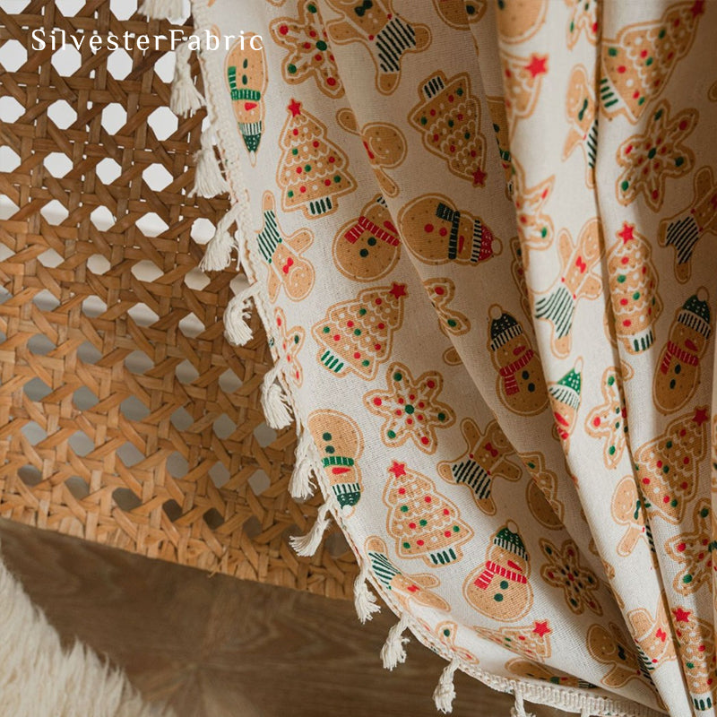 Green Christmas Curtains丨Golden Christmas Printed Curtains