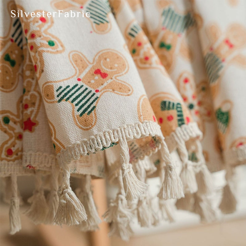 Green Christmas Curtains丨Golden Christmas Printed Curtains