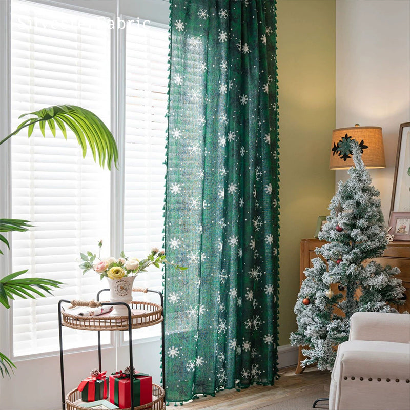 Christmas Curtains丨Green Christmas Curtains丨Rustic Curtains