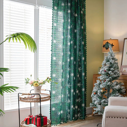 Christmas Curtains丨Green Christmas Curtains丨Rustic Curtains