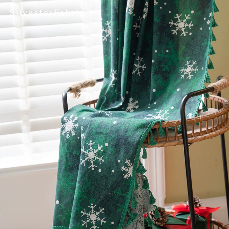 Christmas Curtains丨Green Christmas Curtains丨Rustic Curtains