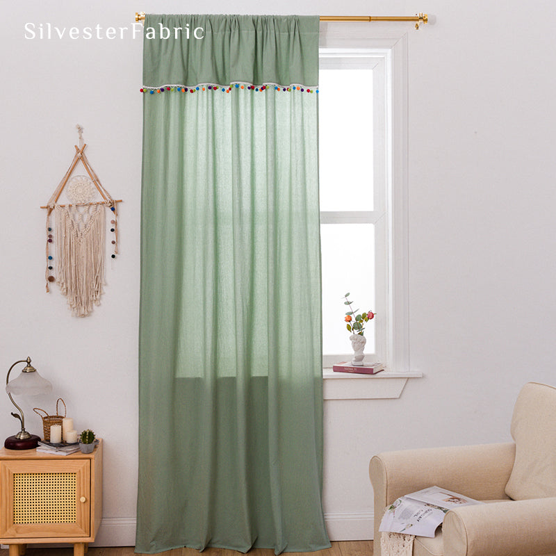 Farmhouse Kitchen Curtains丨Green Curtains丨Semi Sheer Curtain