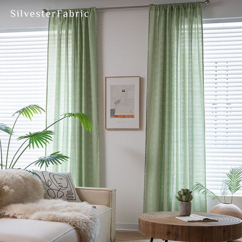 Green Floral Farmhouse Curtains