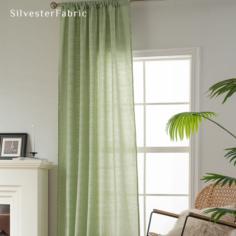 Green Floral Farmhouse Curtains