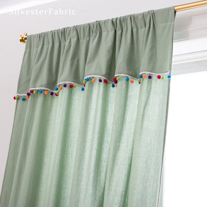 Farmhouse Kitchen Curtains丨Green Curtains丨Semi Sheer Curtain