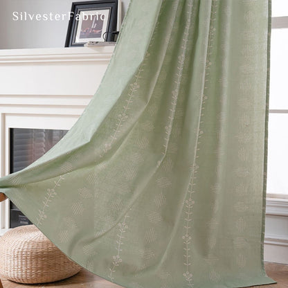 Green Floral Farmhouse Curtains