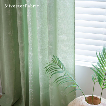 Green Floral Farmhouse Curtains