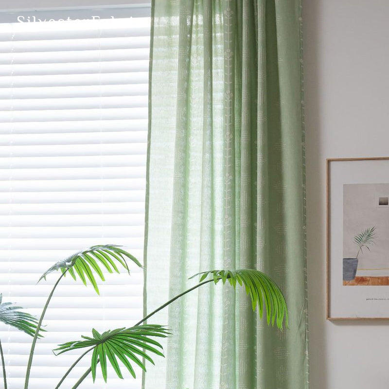 Green Floral Farmhouse Curtains