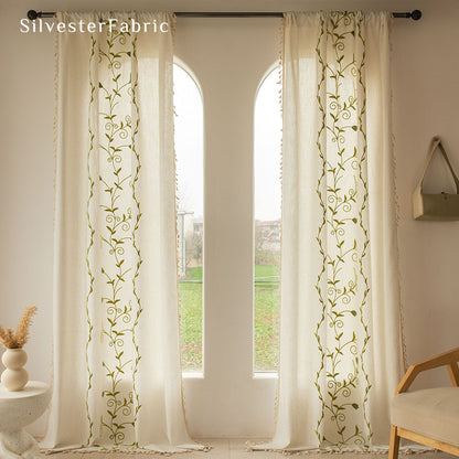Green Farmhouse Kitchen Curtains