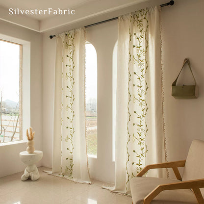 Green Farmhouse Kitchen Curtains